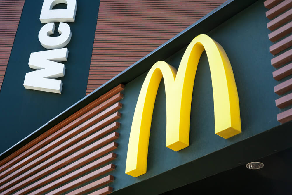 McDonald's logo. McDonald's is the world's largest chain of hamburger fast food restaurants